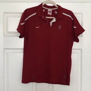 Red NOS VTG Nike Team Stanford University Polo Fit Dry